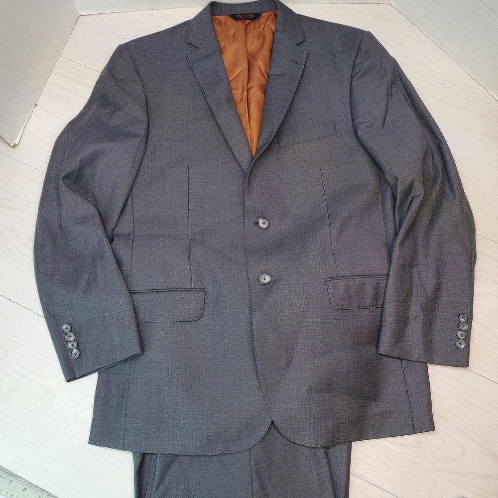 Jos. A. Bank Metropolitan Slim Fit Suit Mens 41R 35RG Charcoal Gray 100% Wool